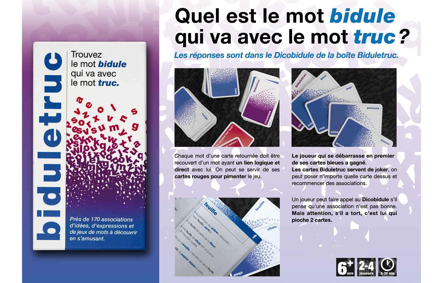 Jeu pour les enfants de combinaisons de mots avec cartes et livret-ditionnaire référent