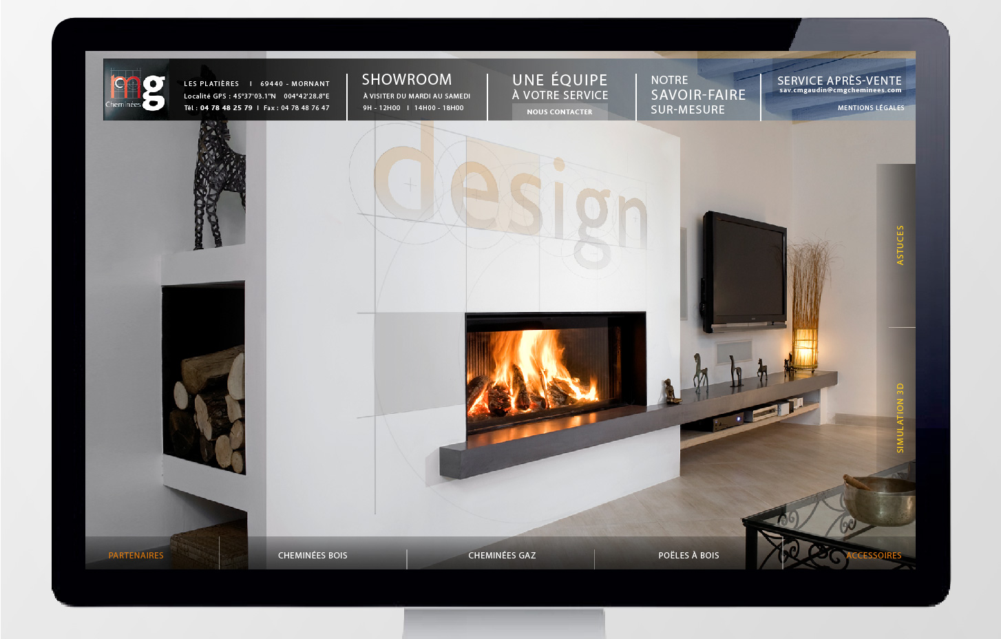 charte graphique d'un site internet de cheminées haut de gamme